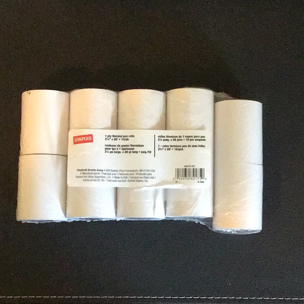 Staples 1 Ply Thermal POS Rolls 2 1/4x80 10 Pack